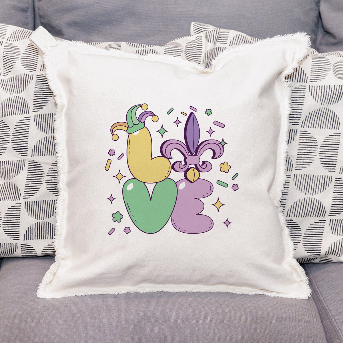 Mardi Gras Love Throw Pillow
