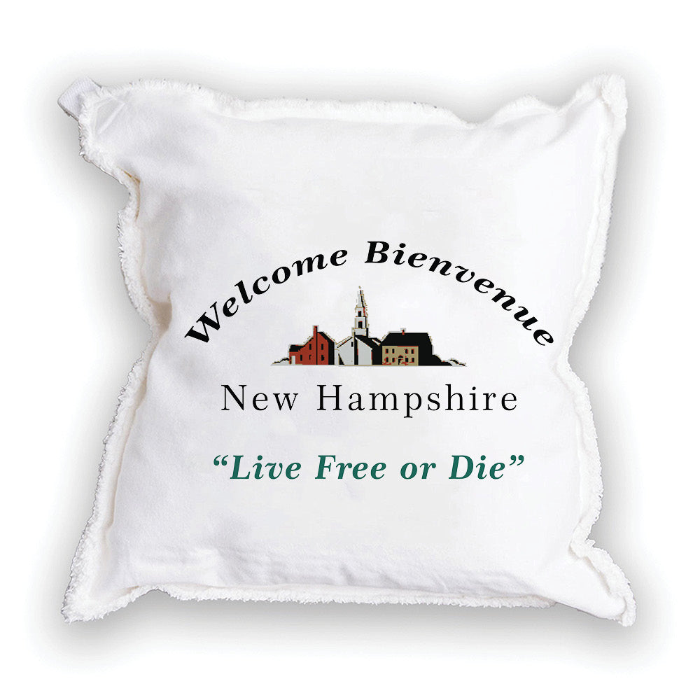 Welcome Bienvenue New Hamphshire Square Pillow