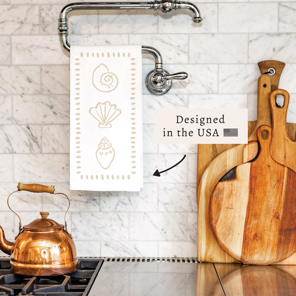 Neutral Shells Tea Towel
