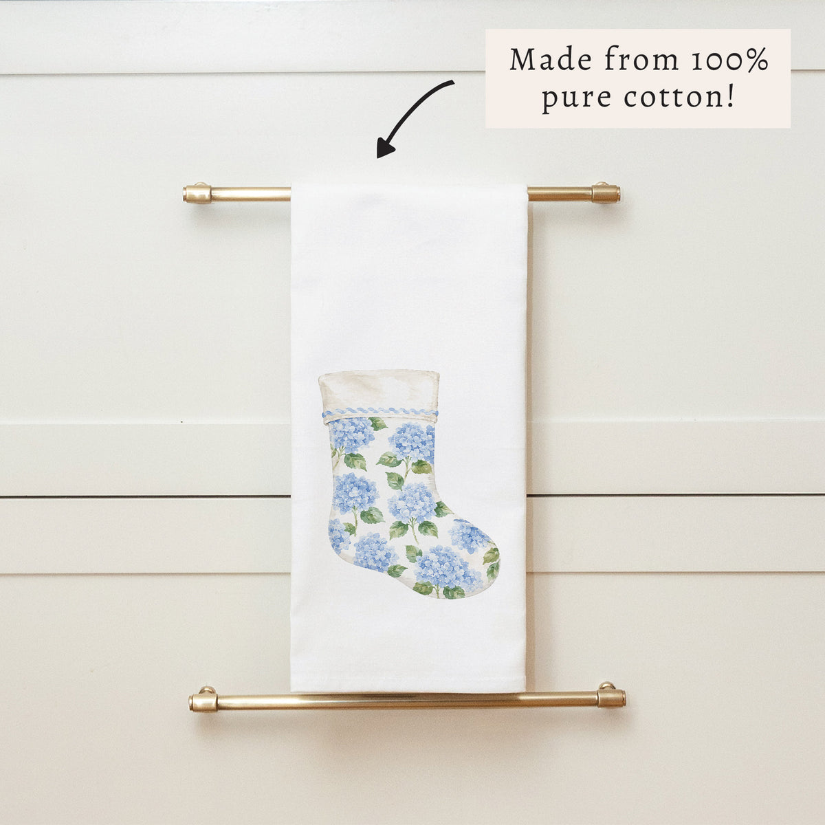 Hydrangea Stocking Tea Towel