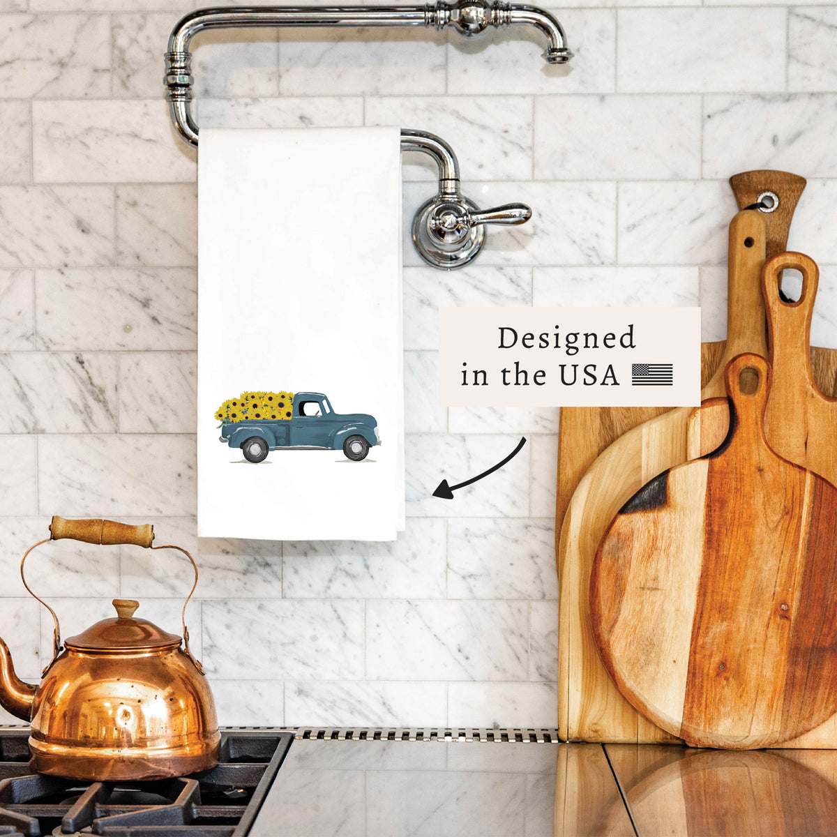 Sunflower Truck Tea Towel
