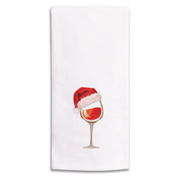 Santa Hat Wine Glass Tea Towel