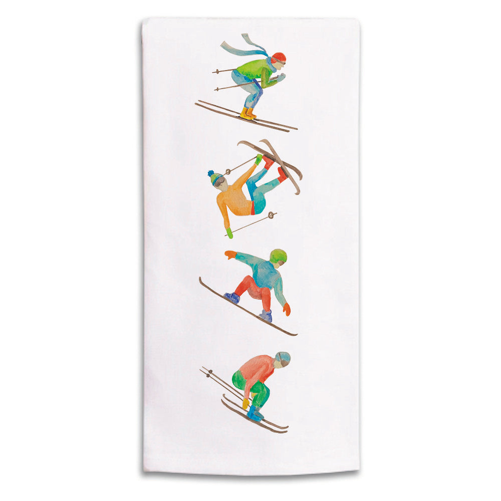 Flying Skiers Tea Towel