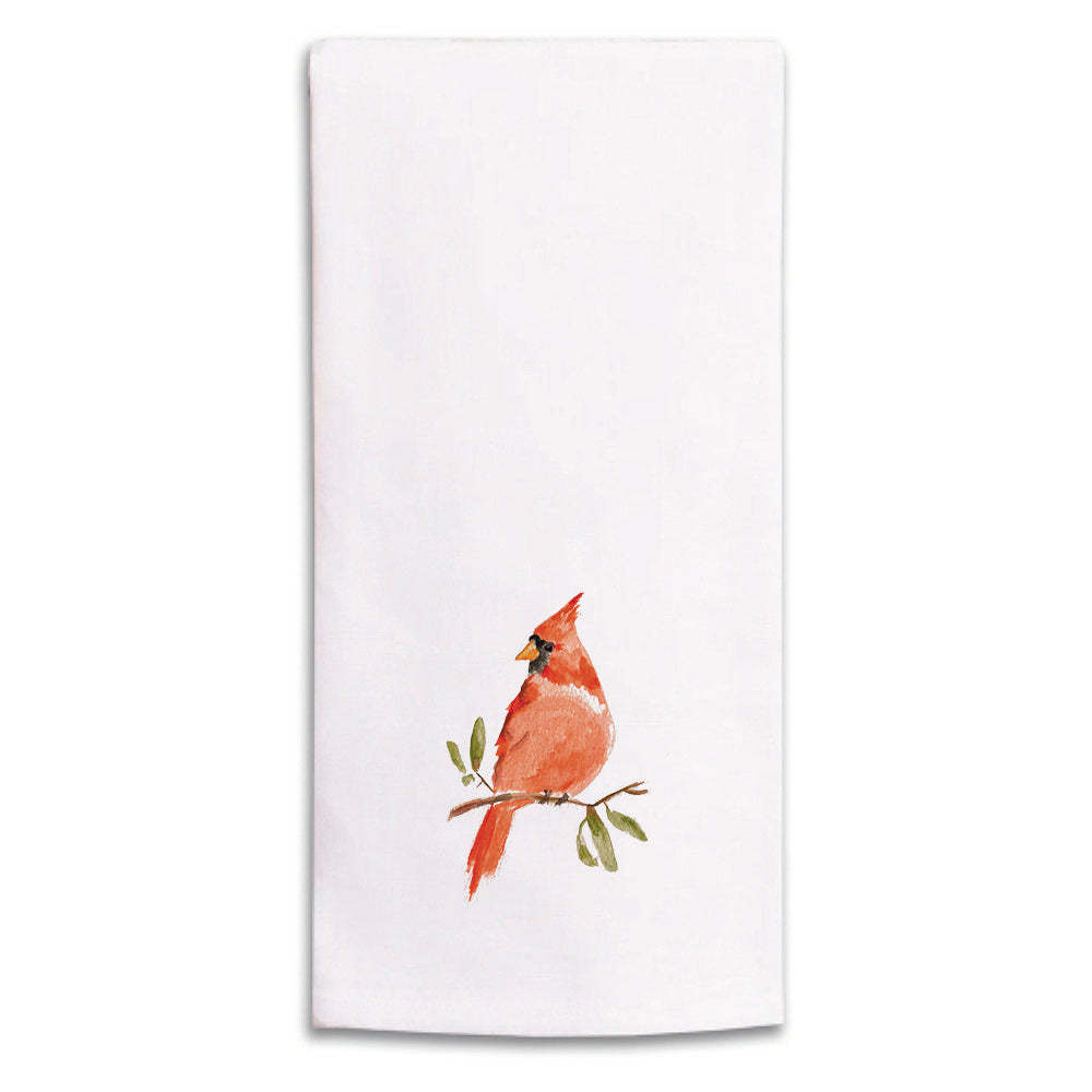 Watercolor Cardinal Tea Towel