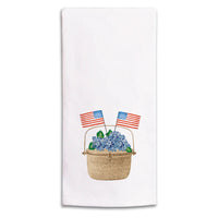 Hydrangea USA Flag Basket Tea Towel