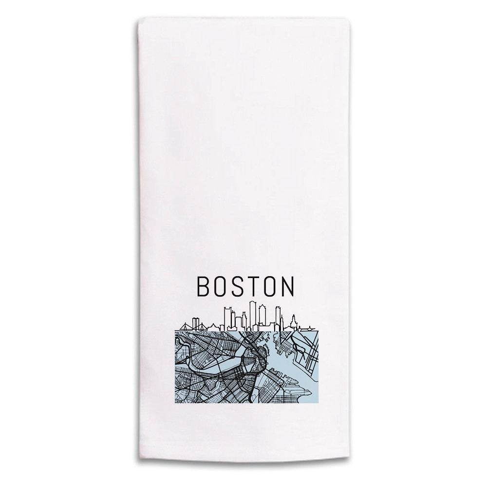 Boston City Map Tea Towel