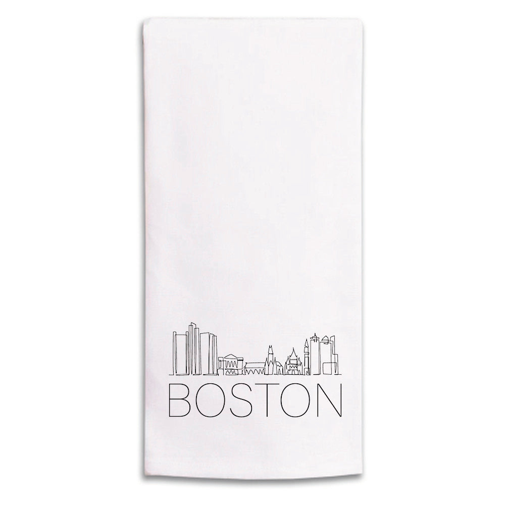 Boston Line Art Skyline Tea Towel