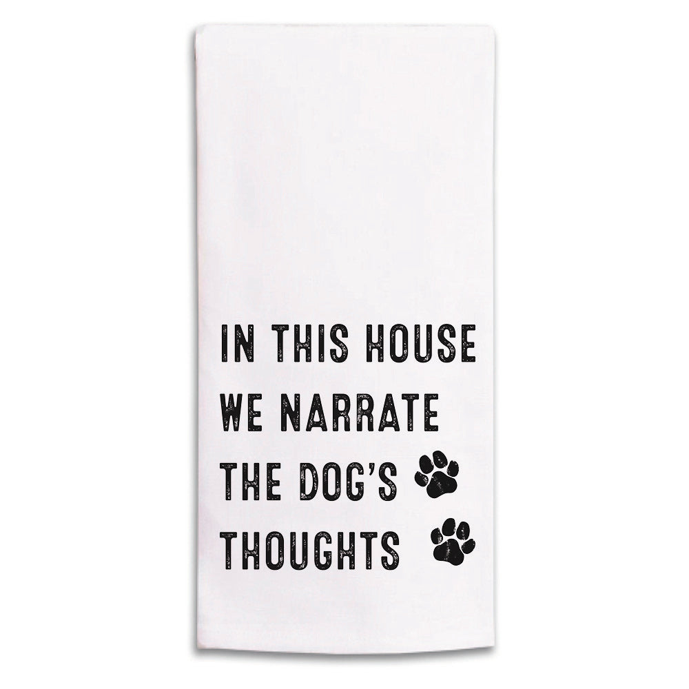 Dogs Thoughts Tea Towel