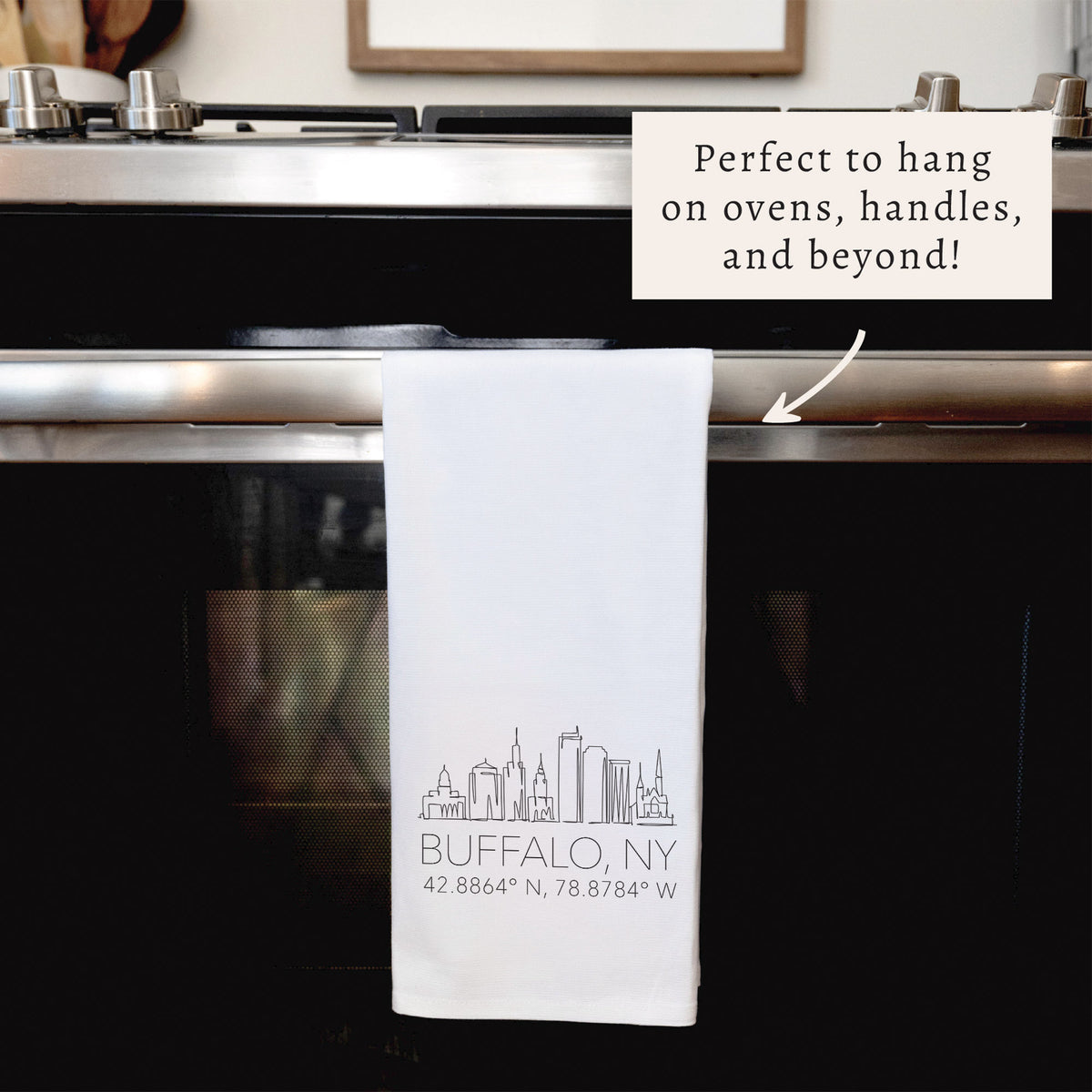 Buffalo Skyline Line Art Tea Towel