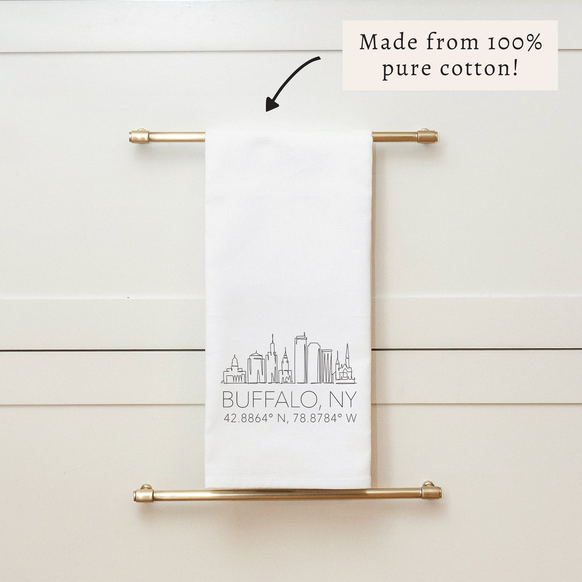 Buffalo Skyline Line Art Tea Towel