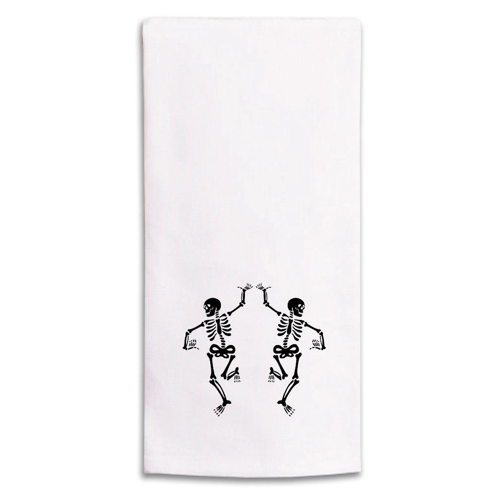 Two Dancing Skeletons Tea Towel