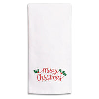Merry Christmas Holly Tea Towel