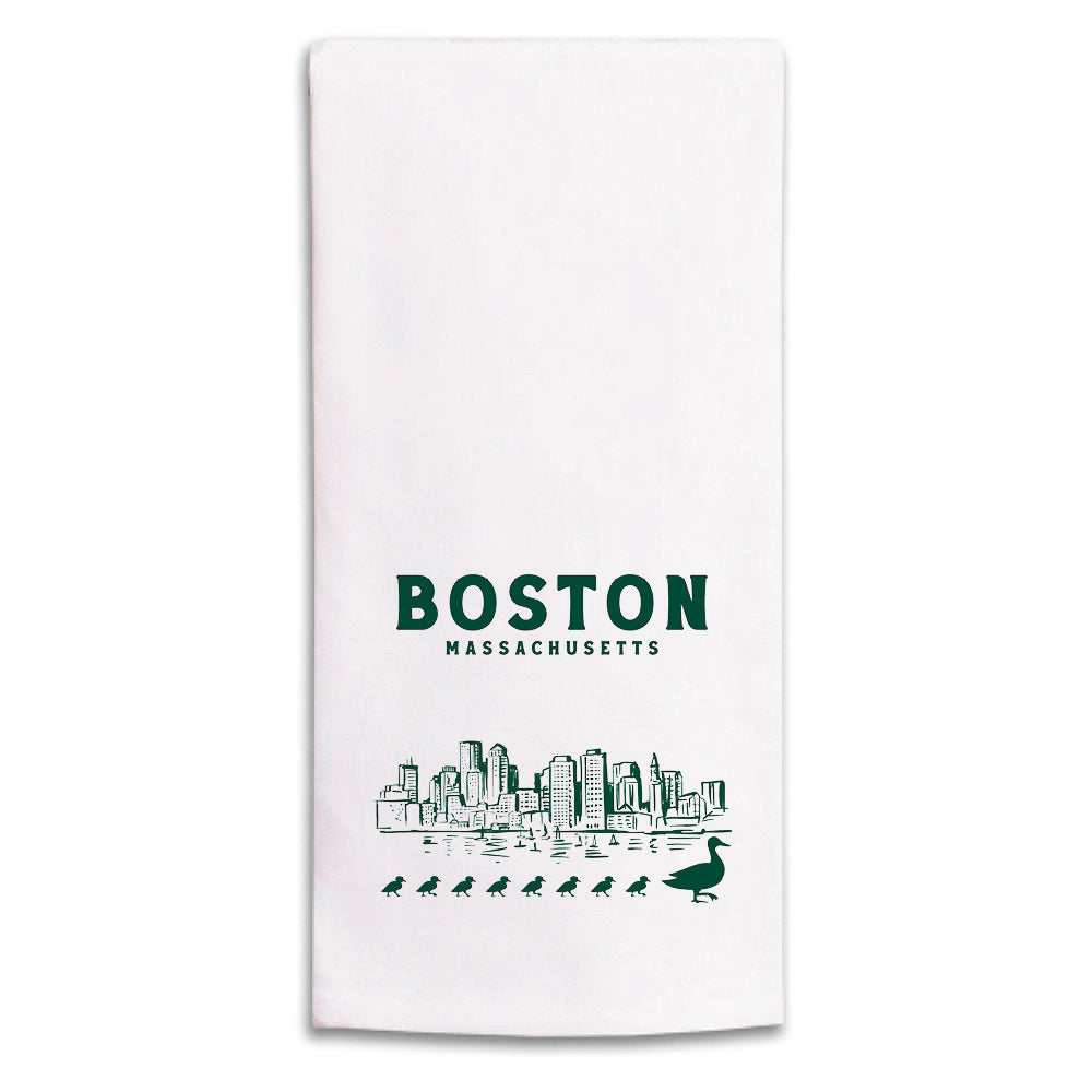 Boston Skyline Ducklings Tea Towel