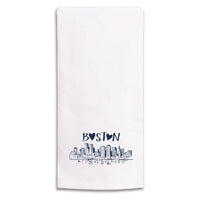 Navy Boston Heart Skyline Tea Towel