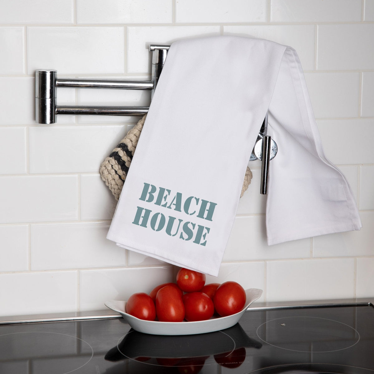 Your Word Two Lines Stencil Personalized Tea Towel