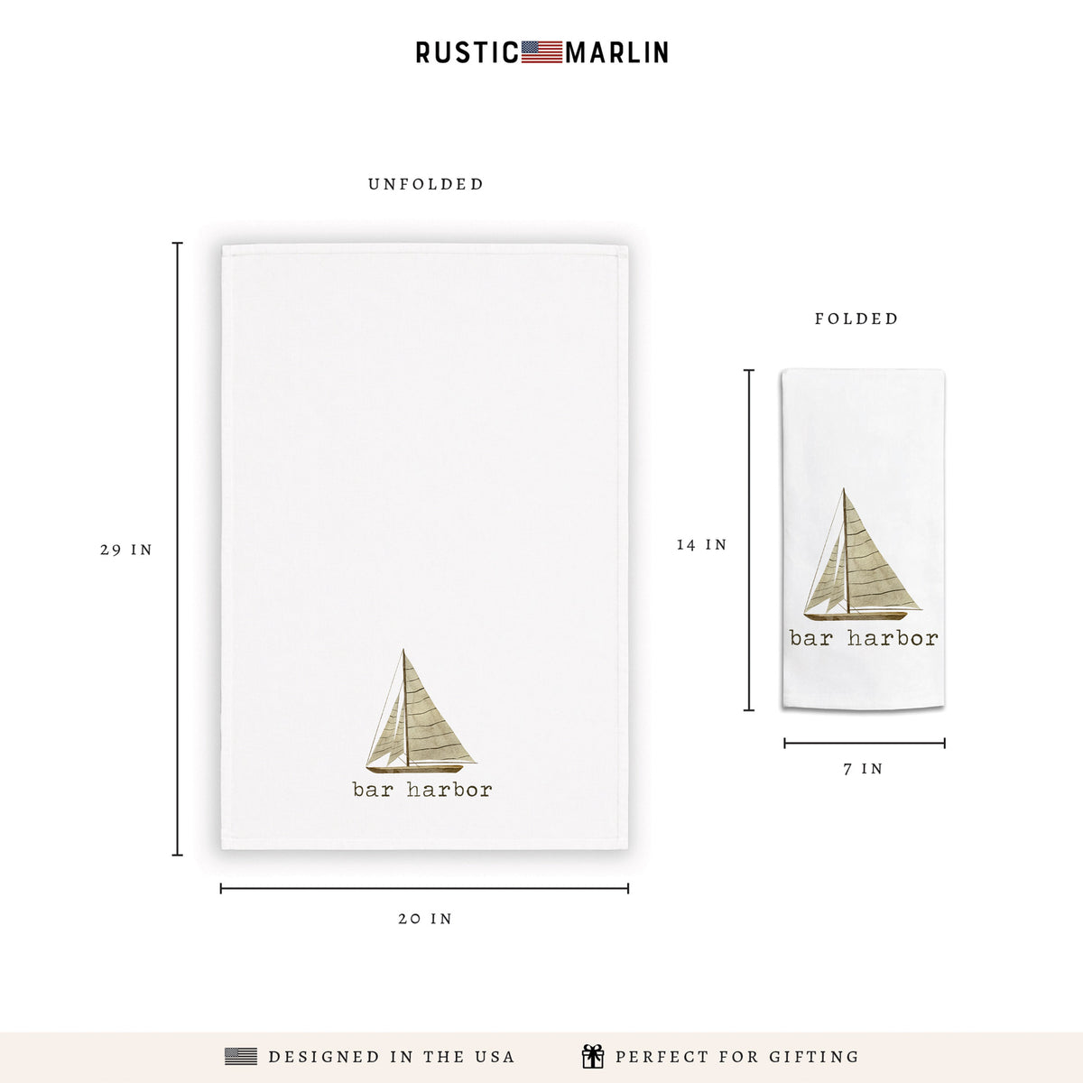 Sailboat Personalized Tea Towel