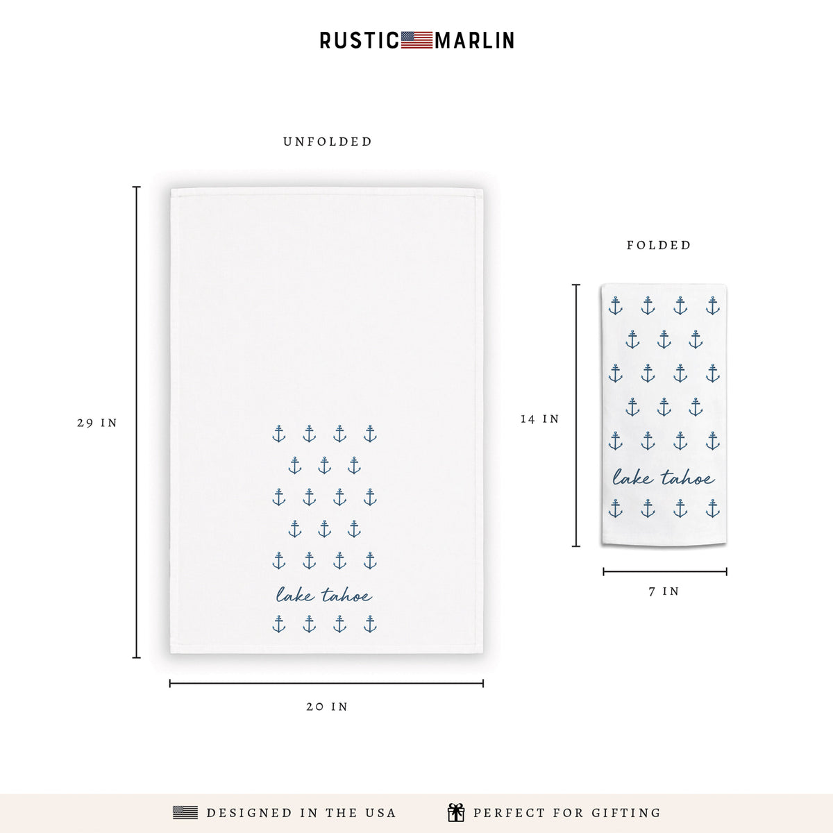 Anchor Pattern Personalized Tea Towel