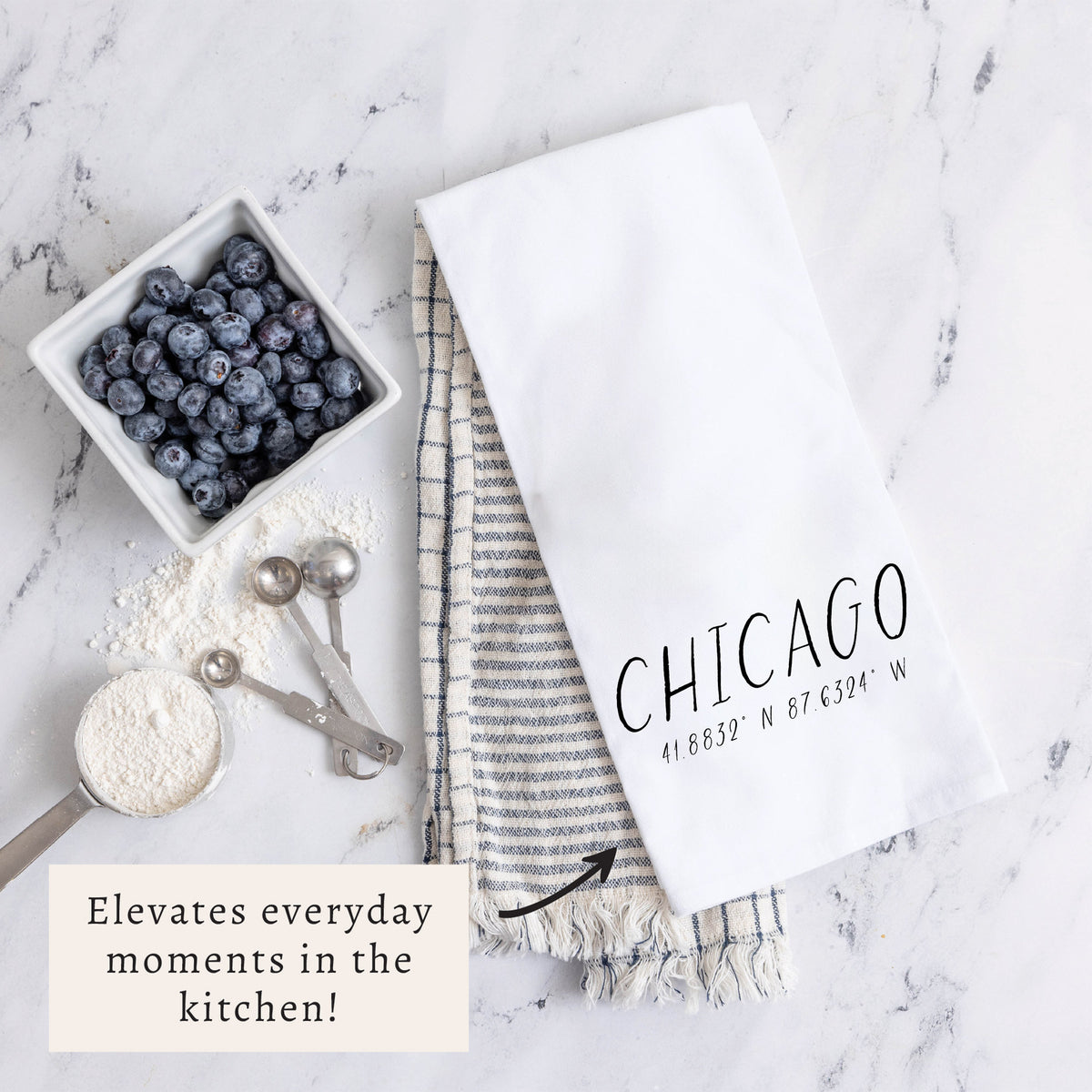 Hometown Coordinates Personalized Tea Towel