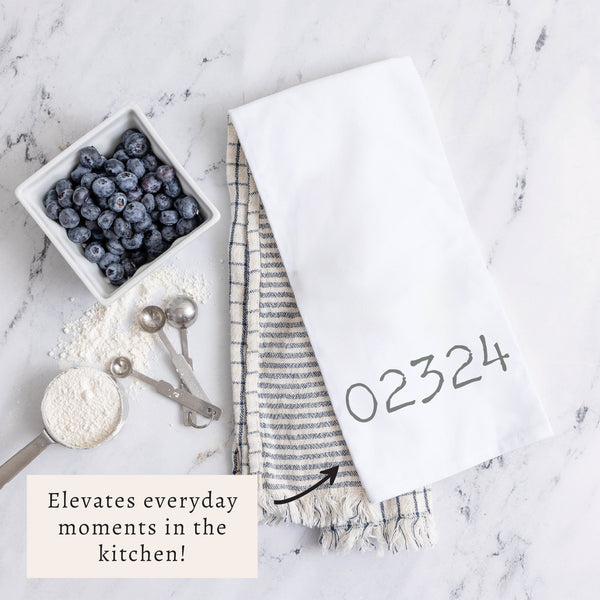 Zip Code Personalized Tea Towel