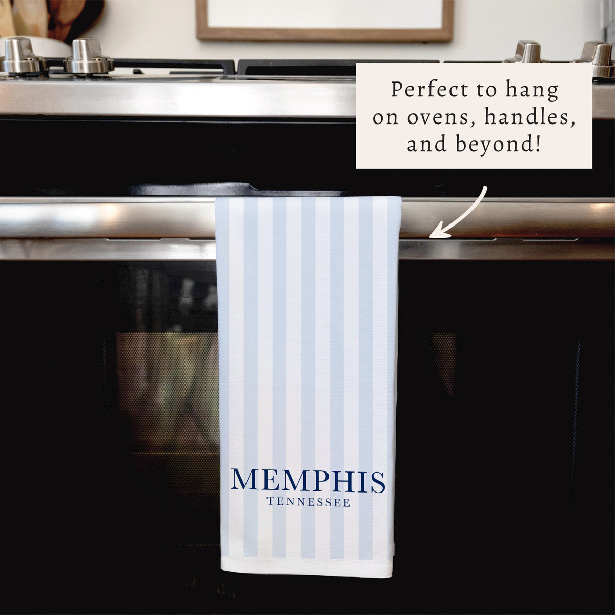 Light Blue Stripe Personalized Tea Towel
