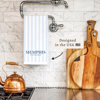 Light Blue Stripe Personalized Tea Towel