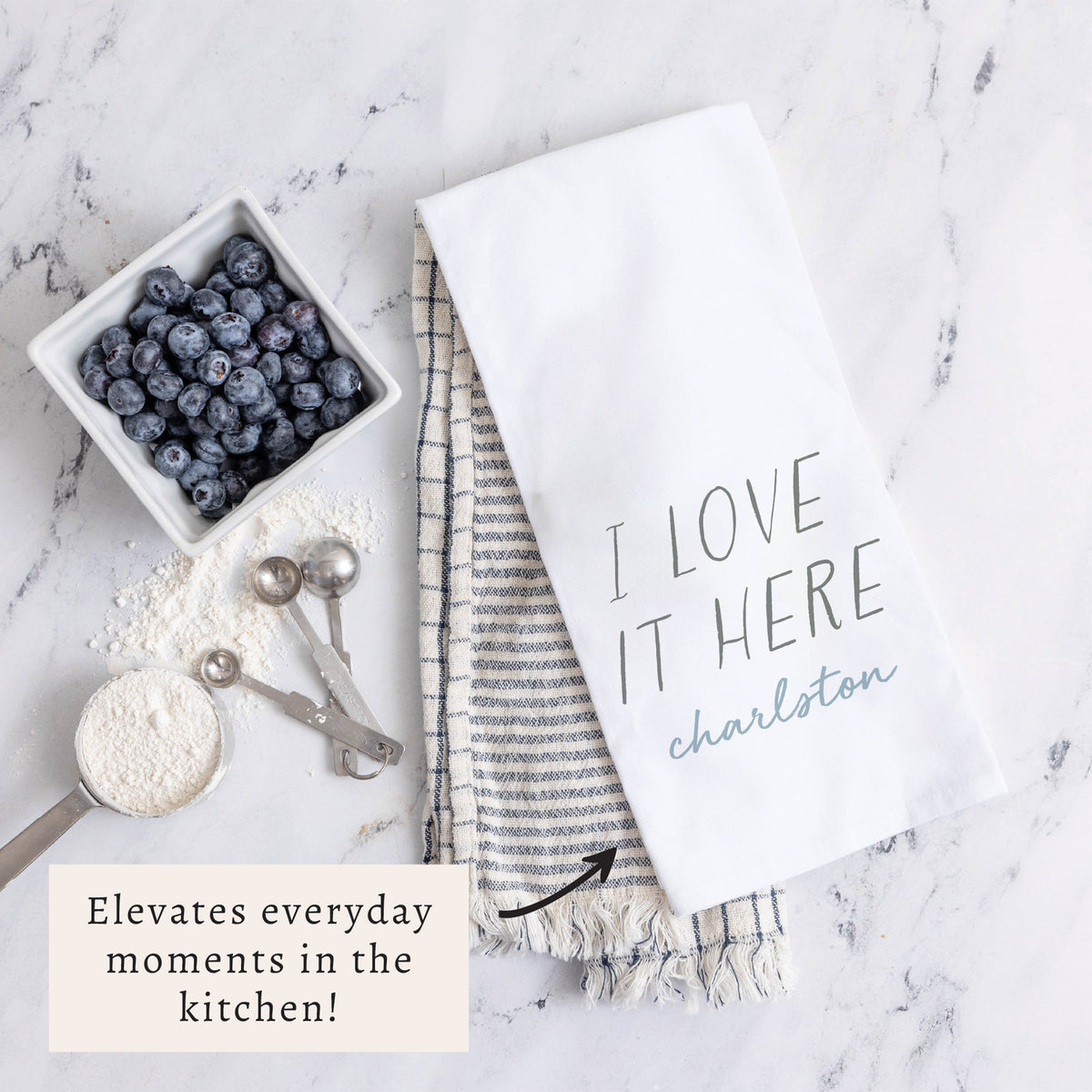 I Love It Here Personalized Tea Towel