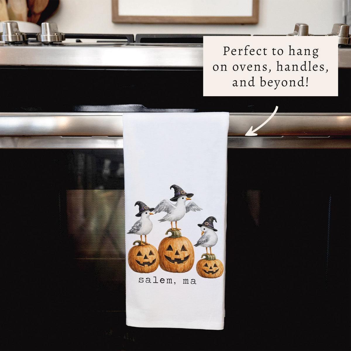 Witch Seagulls Personalized Tea Towel