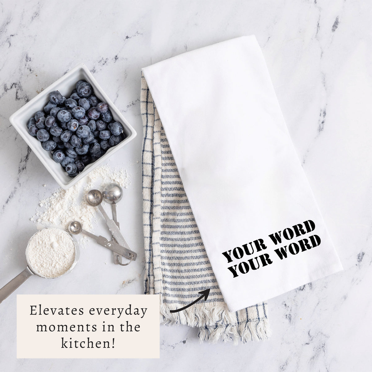 Two Lines Stencil Personalized Tea Towel
