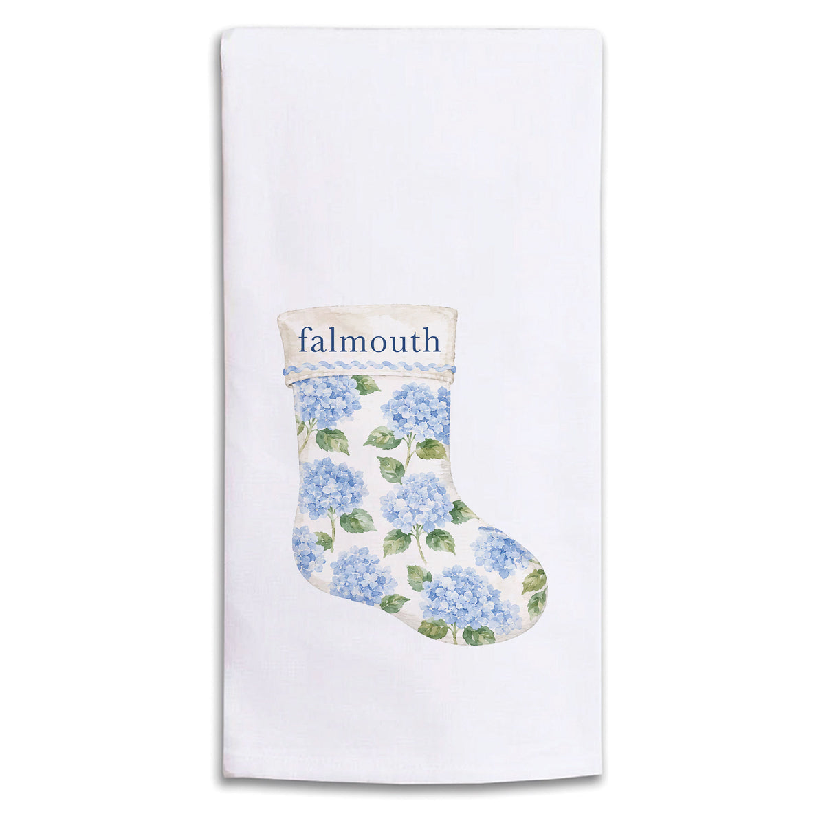 Hydrangea Stocking Personalized Tea Towel