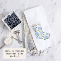 Hydrangea Stocking Personalized Tea Towel