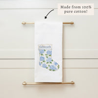Hydrangea Stocking Personalized Tea Towel