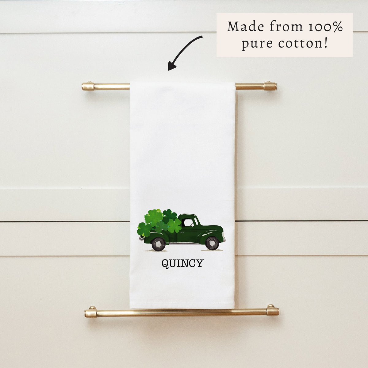 Shamrock Truck Personalized Tea Towel