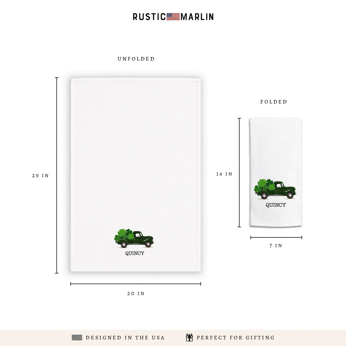 Shamrock Truck Personalized Tea Towel