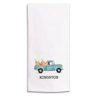 Easter Bunny Truck Personalized Tea Towel