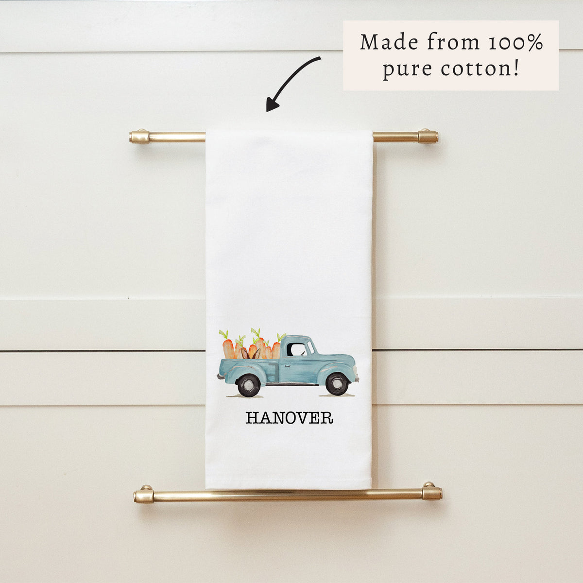 Easter Bunny Truck Personalized Tea Towel