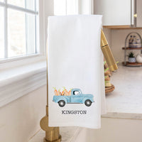 Easter Bunny Truck Personalized Tea Towel