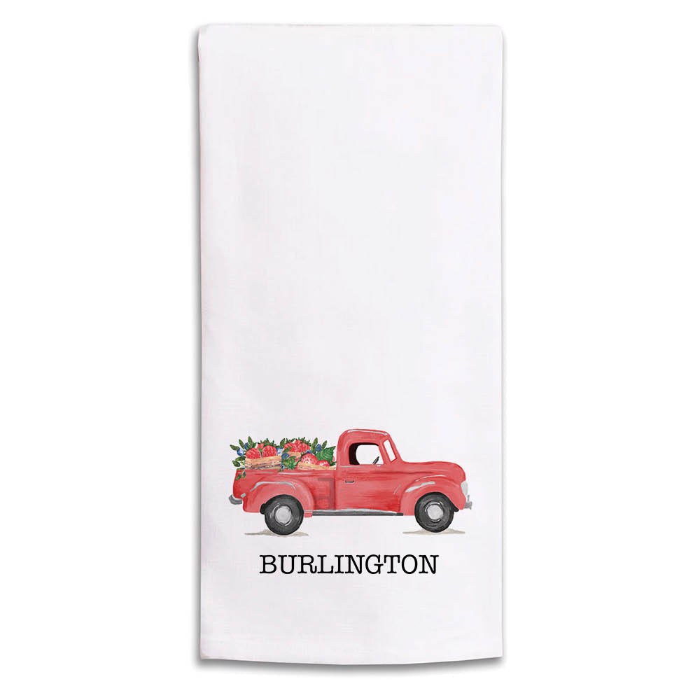 Berries Truck Personalized Tea Towel