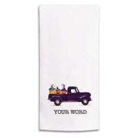 Jack-O-Lantern Truck Personalized Tea Towel