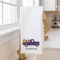 Jack-O-Lantern Truck Personalized Tea Towel