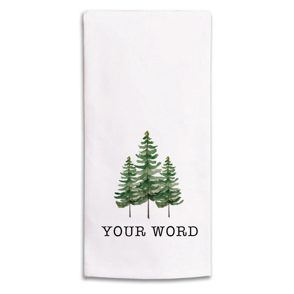 Watercolor Trees Personalized Tea Towel