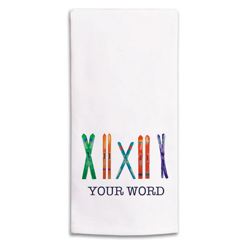 Multi Skis Personalized Tea Towel