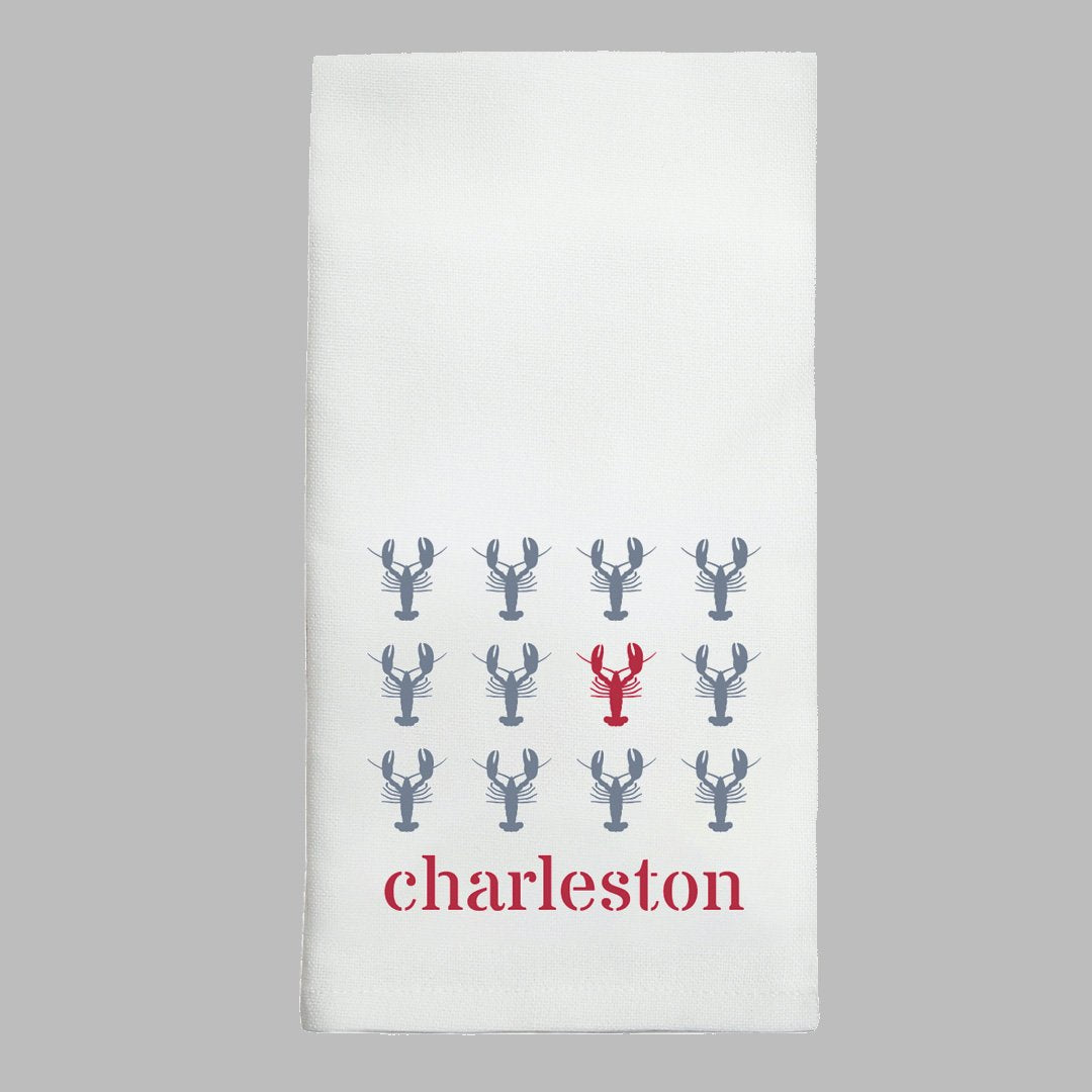 Repeating Lobsters Personalized Tea Towel