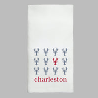 Repeating Lobsters Personalized Tea Towel