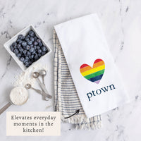 Rainbow Heart Personalized Tea Towel