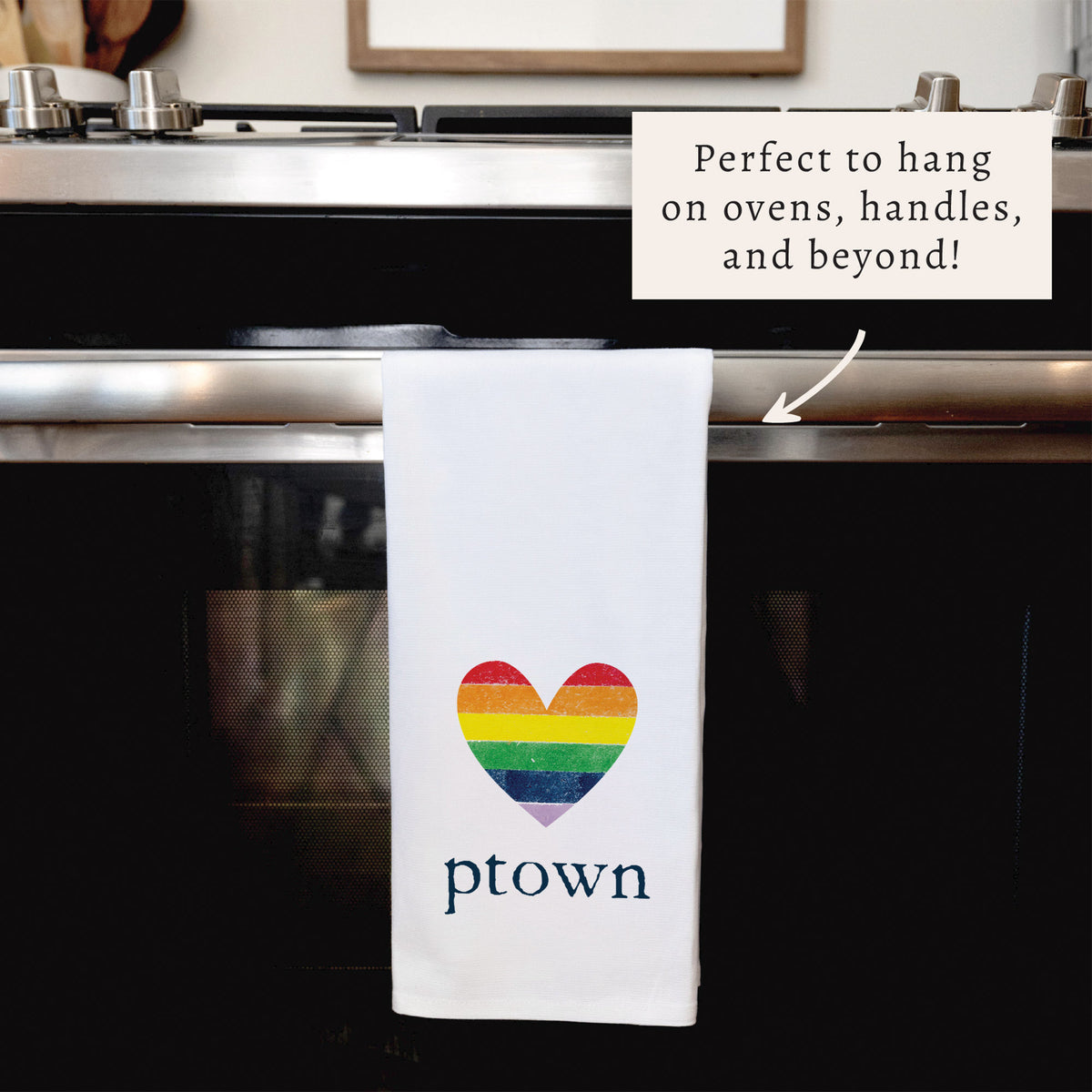 Rainbow Heart Personalized Tea Towel