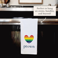 Rainbow Heart Personalized Tea Towel
