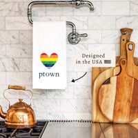Rainbow Heart Personalized Tea Towel