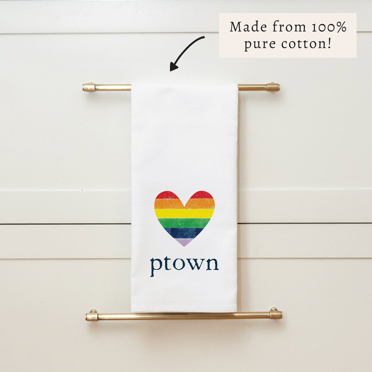 Rainbow Heart Personalized Tea Towel