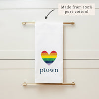Rainbow Heart Personalized Tea Towel