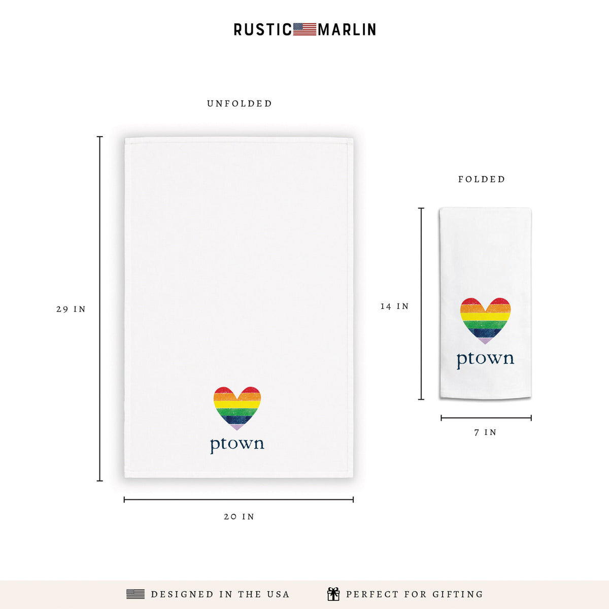 Rainbow Heart Personalized Tea Towel